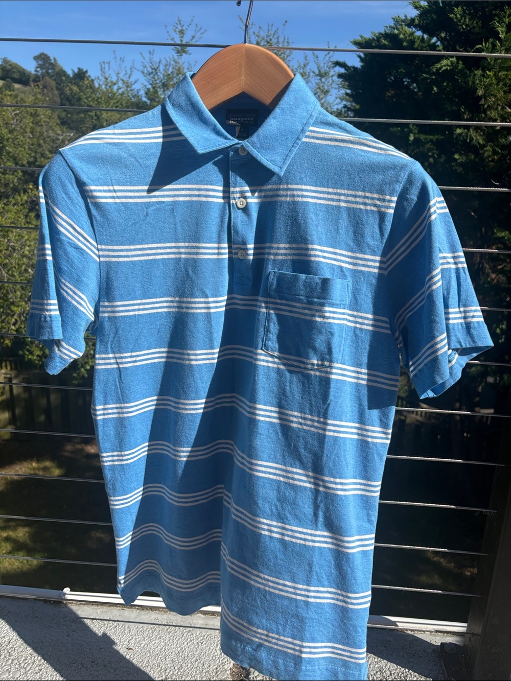 Patagonia Men Polo Striped Organic Cotton Polo Shirt